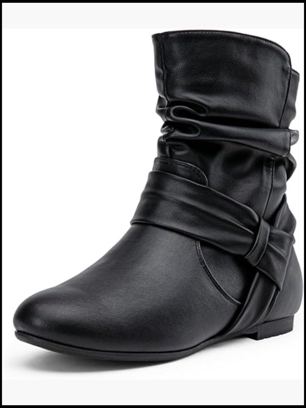 Slouch Ankle Flat Boots Fashion Short Low Heel Zipper Booties Chic